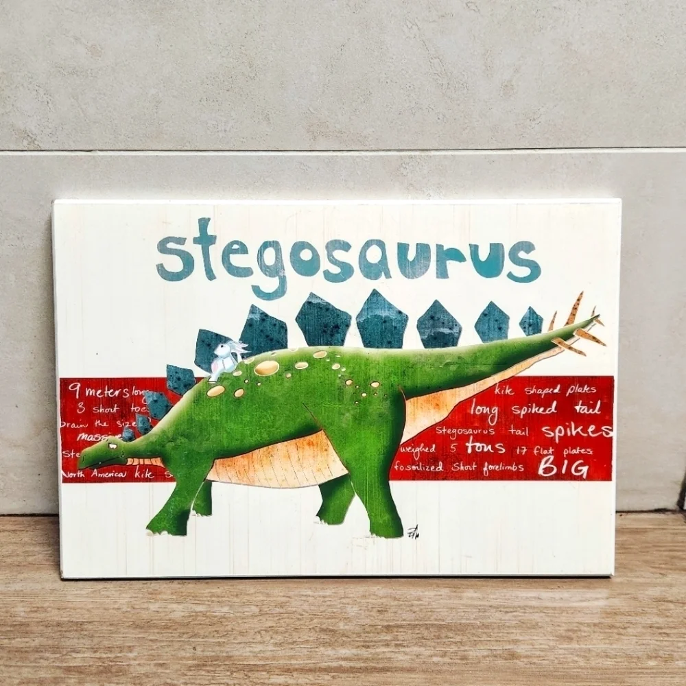 Stupell Industries Kids Room Art Stegosaurus Dinosaurs Wall Plaques Set Of 2